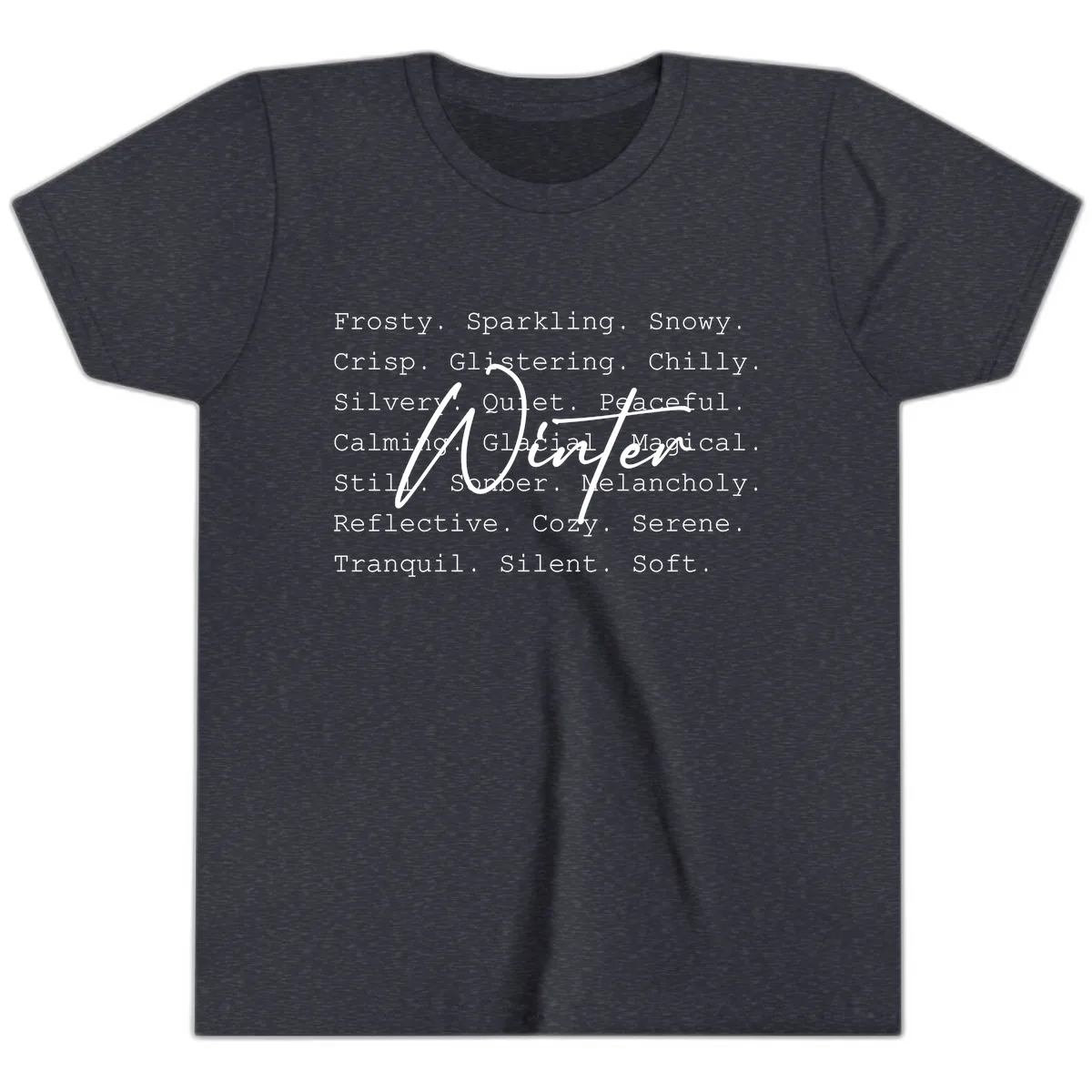 Winter Words Design Youth T-Shirt in Heather Navy