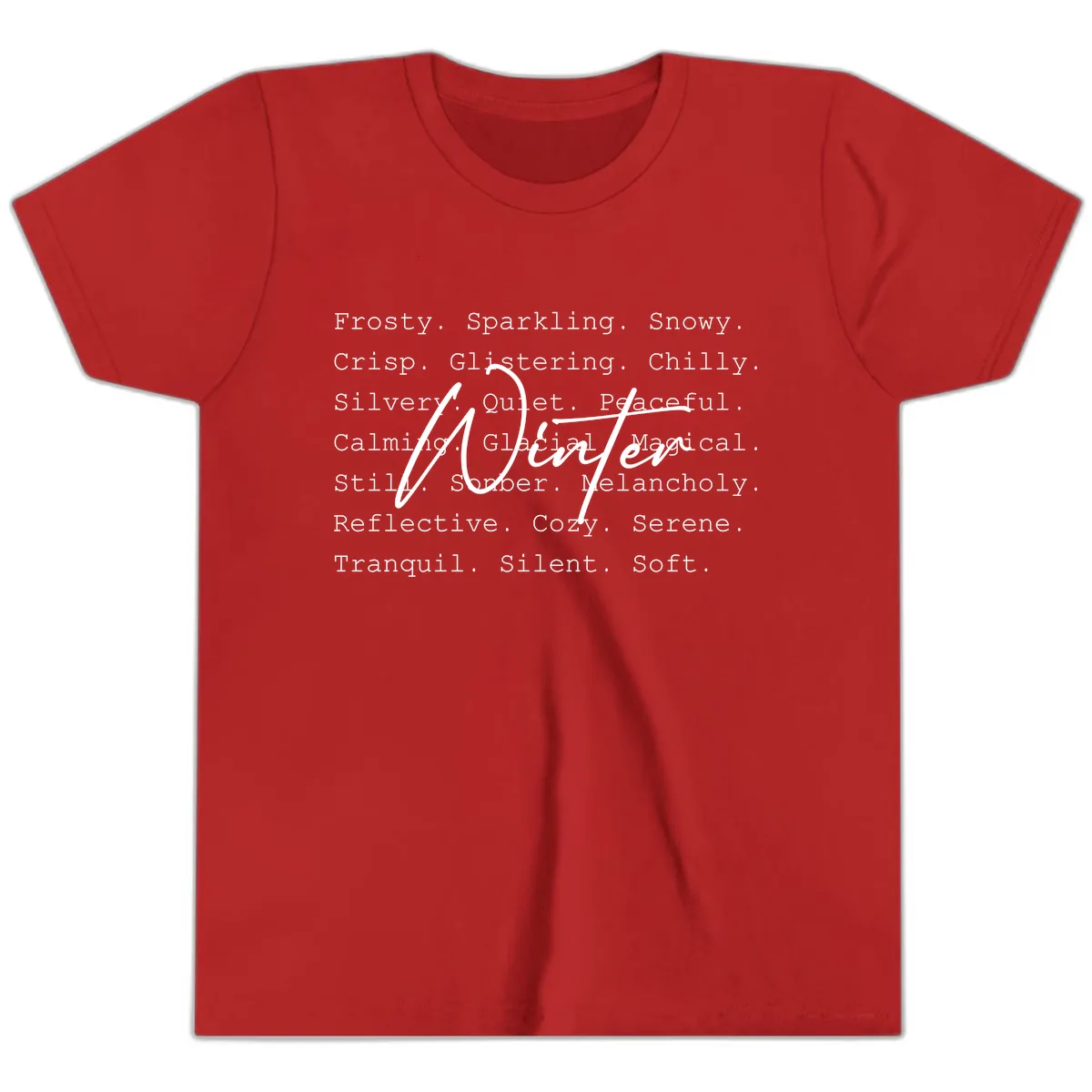 Winter Words Design Youth T-Shirt in Red