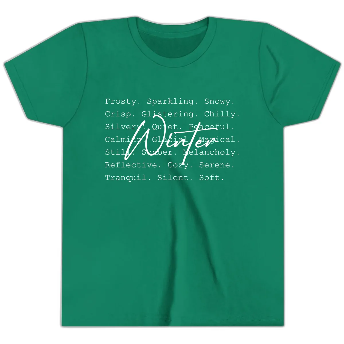 Winter Words Design Youth T-Shirt in Kelly