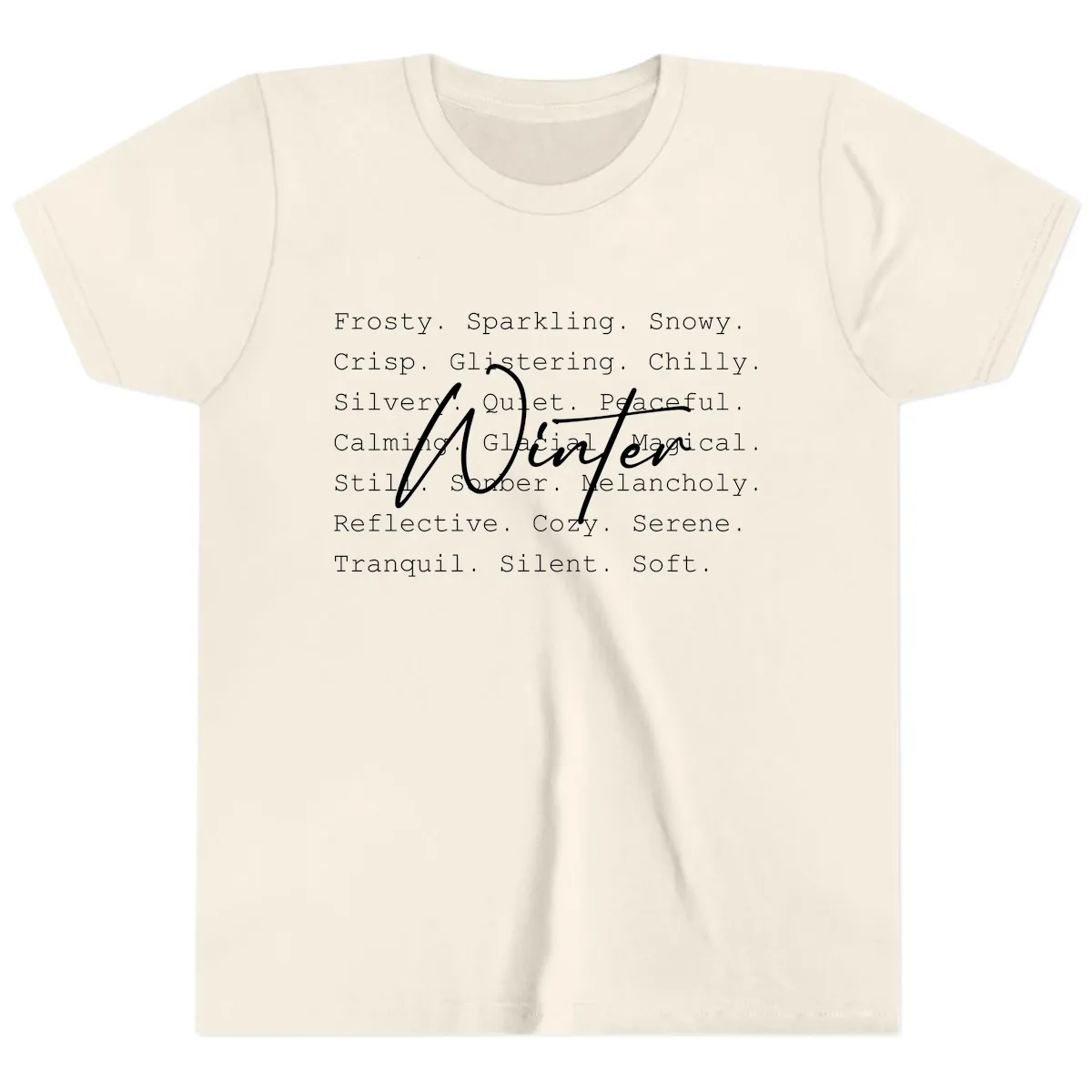 Winter Words Design Youth T-Shirt in Natural