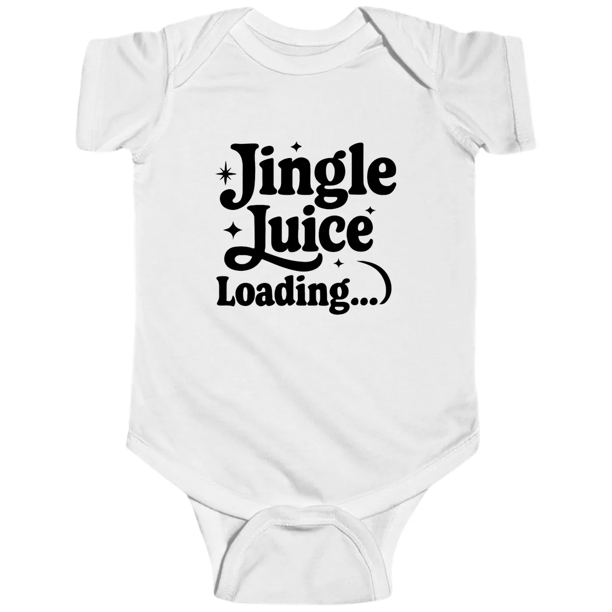 Jingle Juice Loading Baby Onesie in White