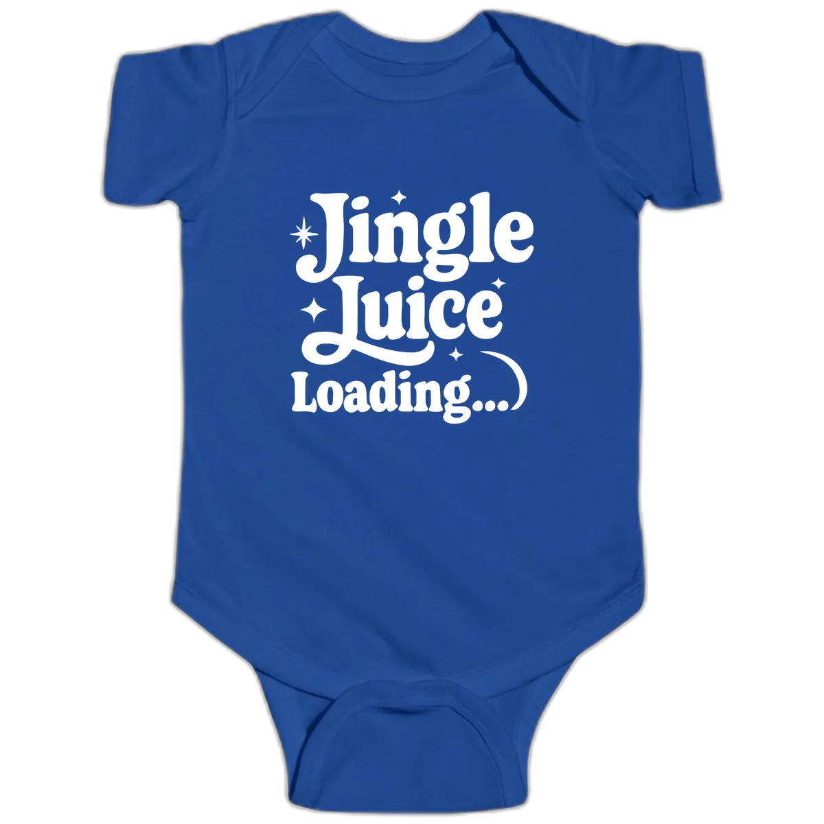 Jingle Juice Loading Baby Onesie in Royal
