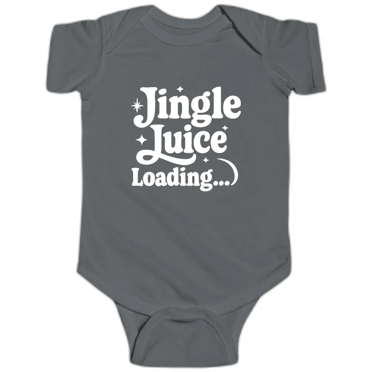 Jingle Juice Loading Baby Onesie in Charcoal