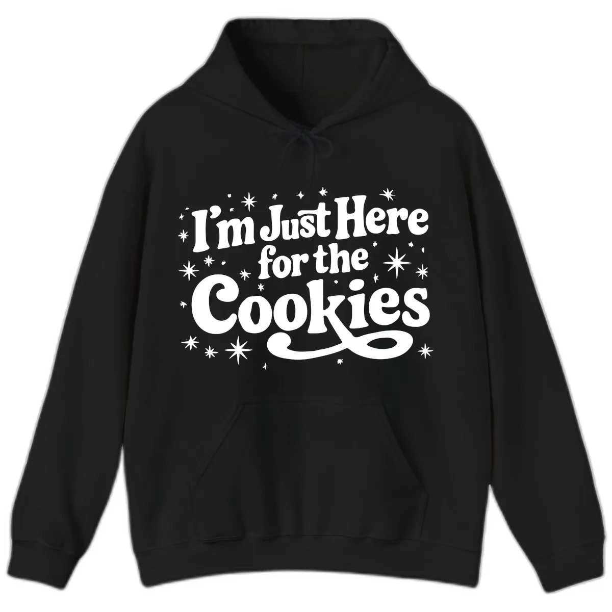 I'm Just Here For The Cookies Holiday Graphic Hoodie in Black