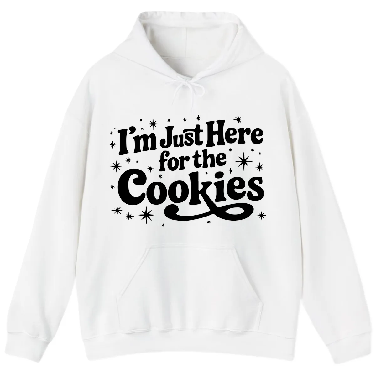 I'm Just Here For The Cookies Holiday Graphic Hoodie in White