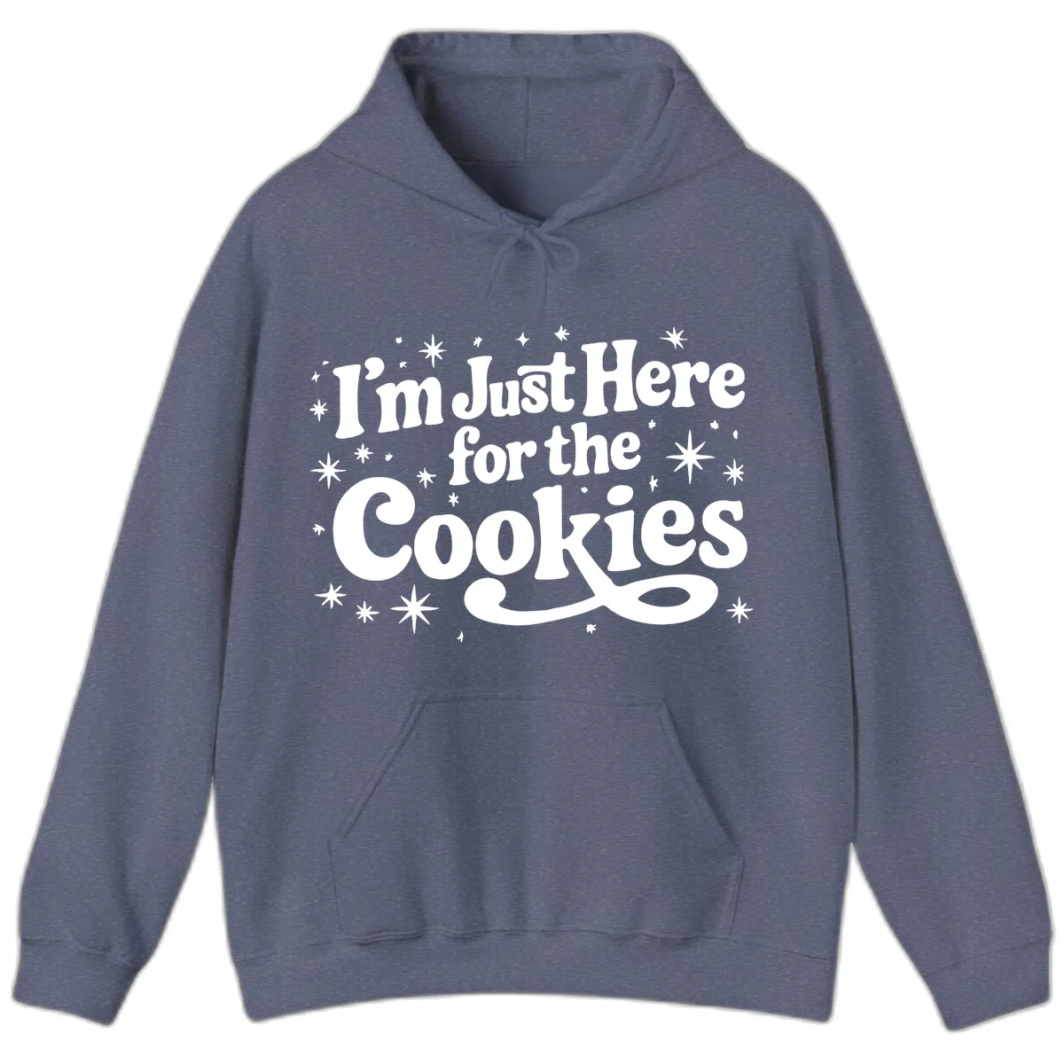 I'm Just Here For The Cookies Holiday Graphic Hoodie in Heather Navy