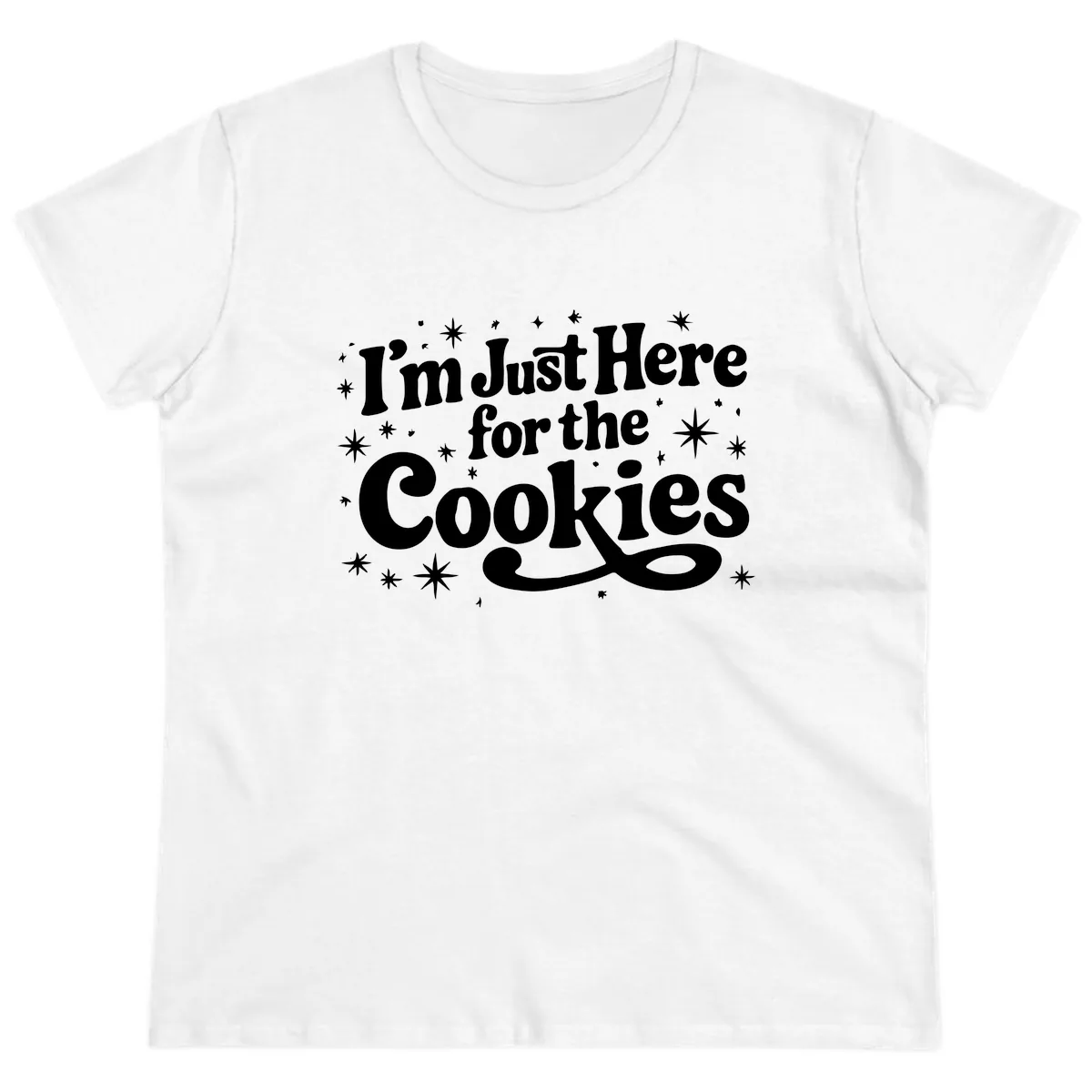 I'm Just Here For The Cookies Holiday Graphic Ladies Tee in White