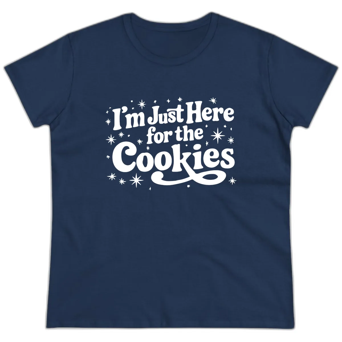 I'm Just Here For The Cookies Holiday Graphic Ladies Tee in Navy