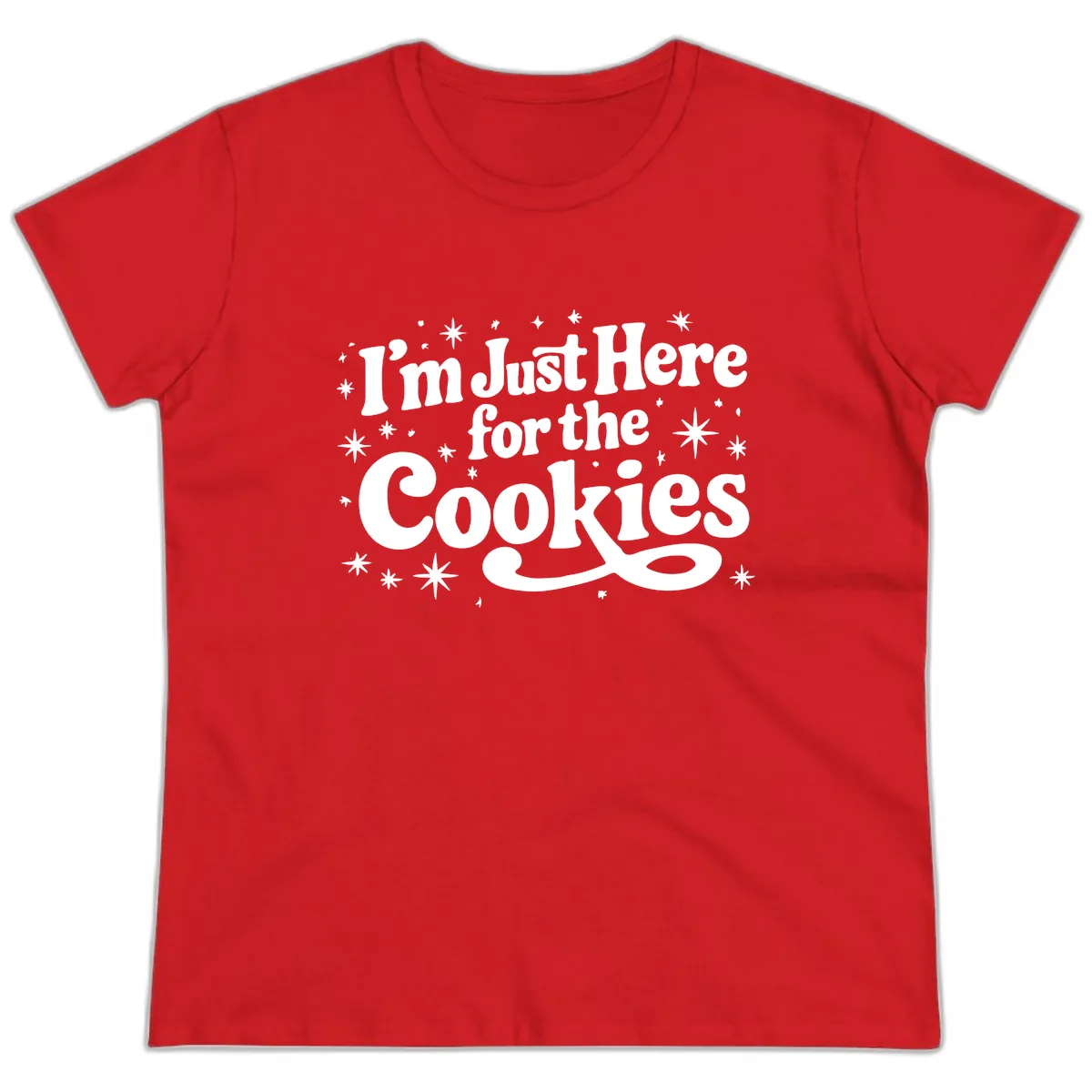 I'm Just Here For The Cookies Holiday Graphic Ladies Tee in Red