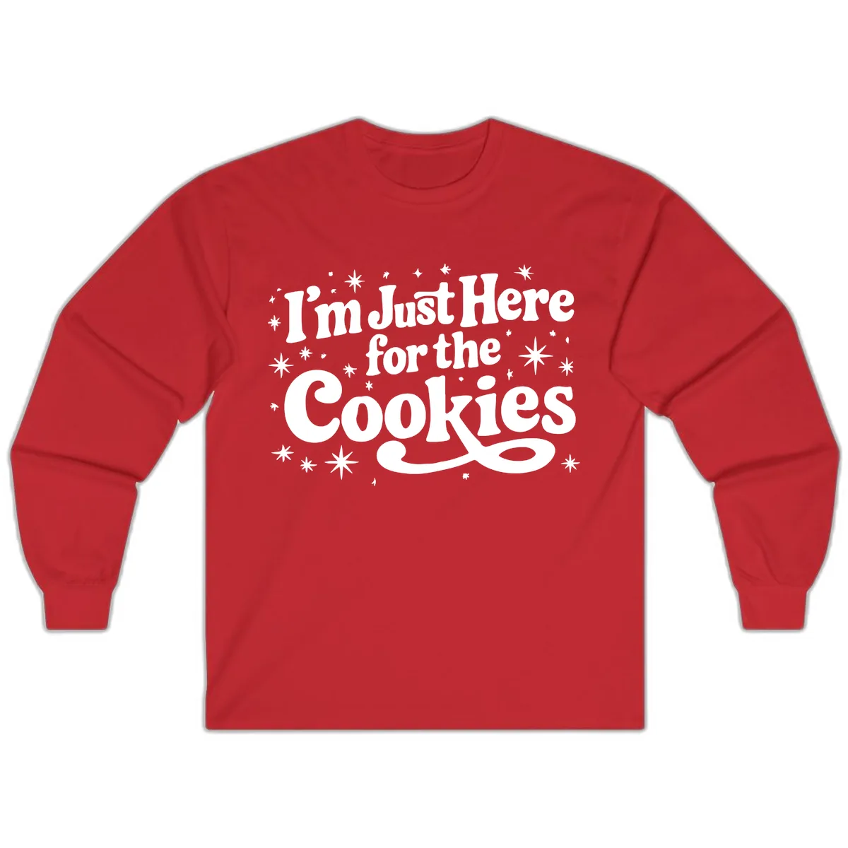 I'm Just Here For The Cookies Holiday Graphic Long Sleeve in Red