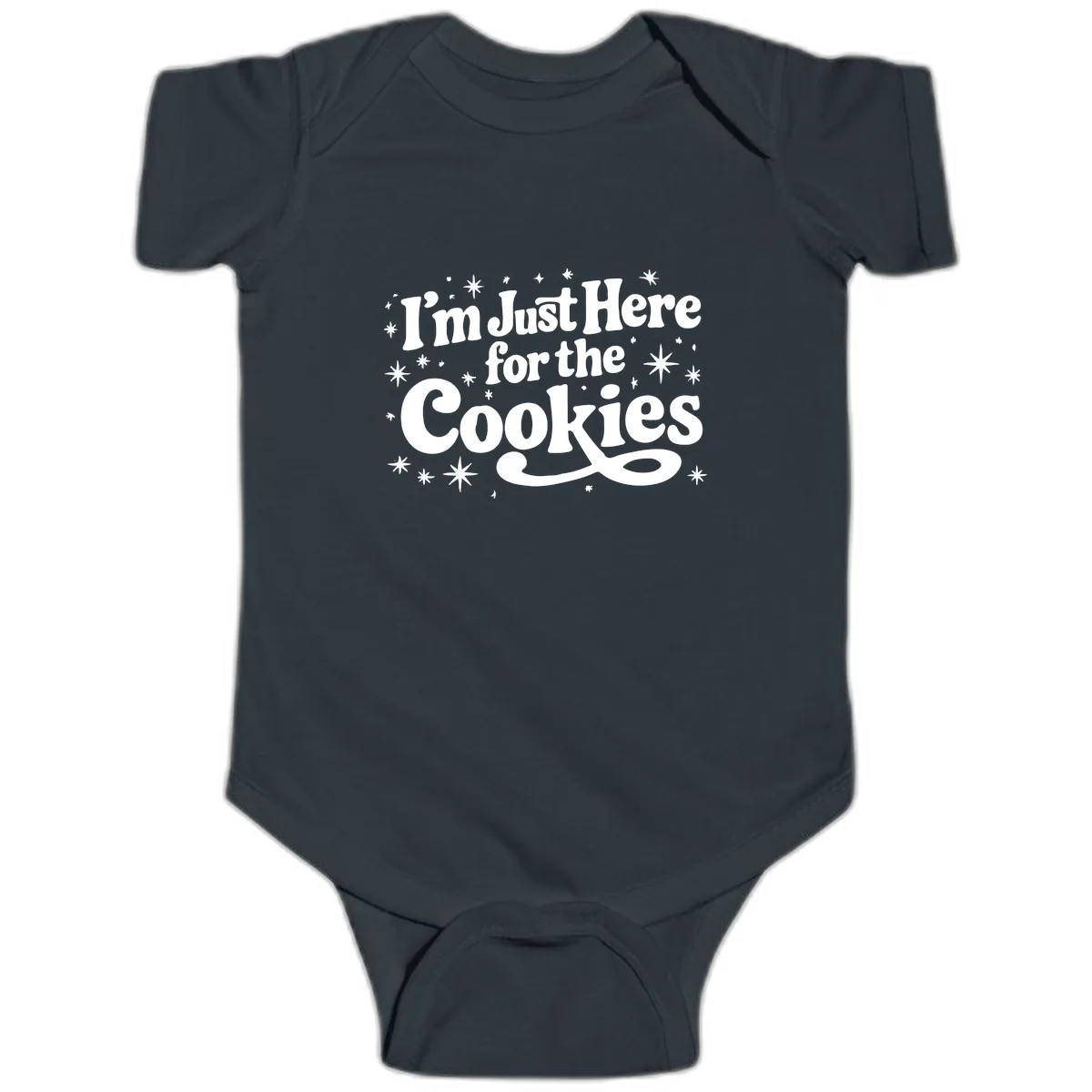 I'm Just Here For The Cookies Holiday Graphic Baby Onesie in Black