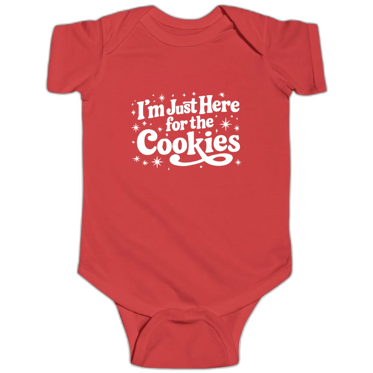I'm Just Here For The Cookies Holiday Graphic Baby Onesie in Red