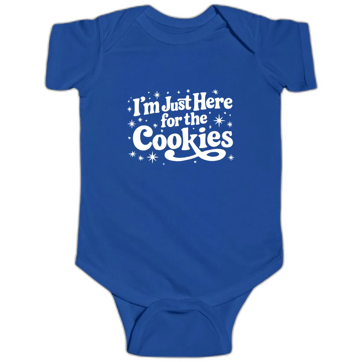I'm Just Here For The Cookies Holiday Graphic Baby Onesie in Royal