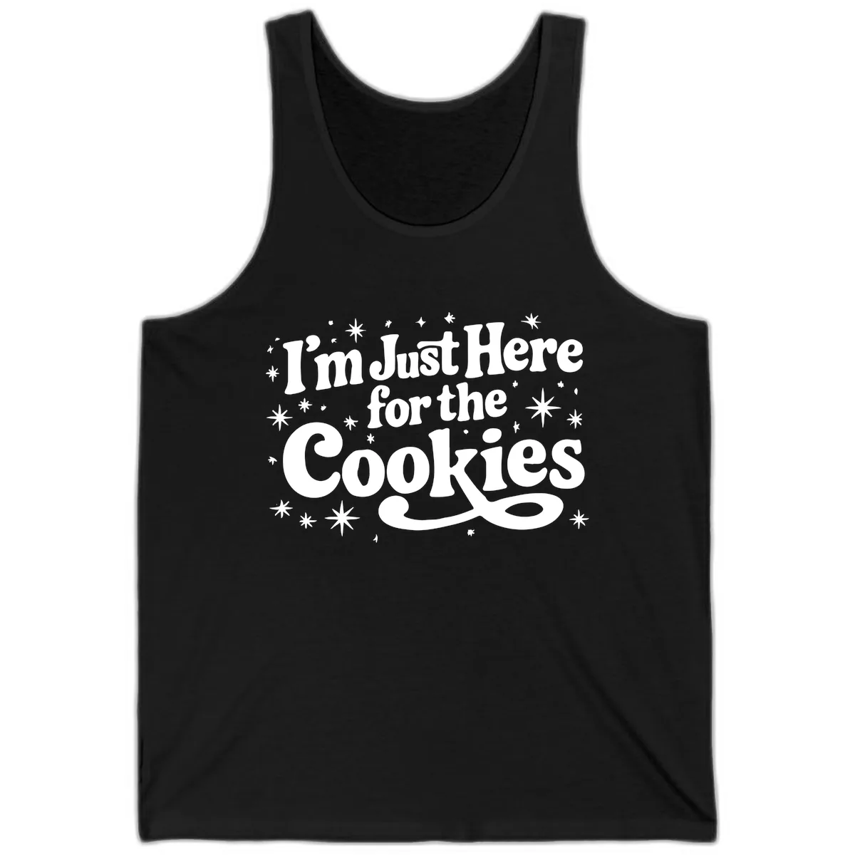 I'm Just Here For The Cookies Holiday Graphic Tank in Black
