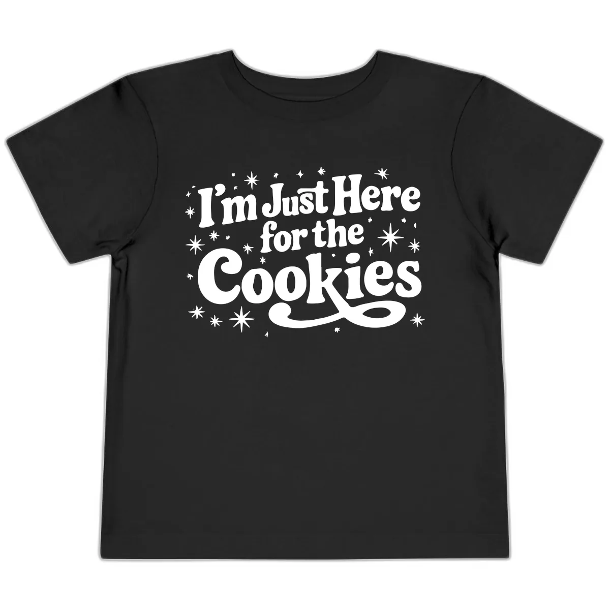 I'm Just Here For The Cookies Holiday Graphic Toddler T-Shirt in Black