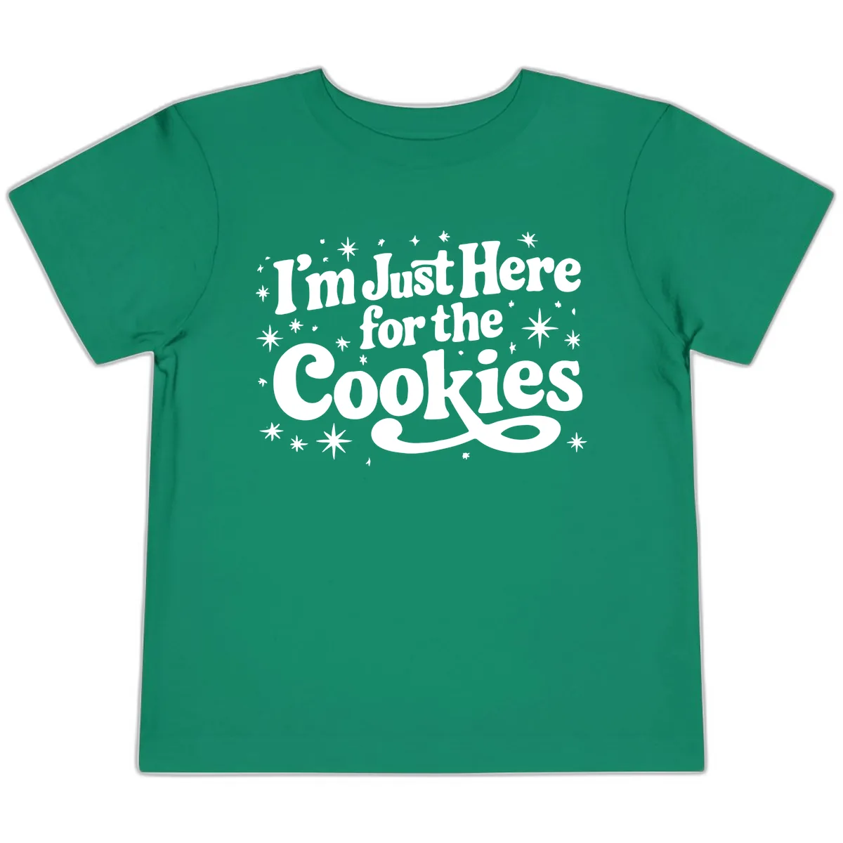I'm Just Here For The Cookies Holiday Graphic Toddler T-Shirt in Kelly