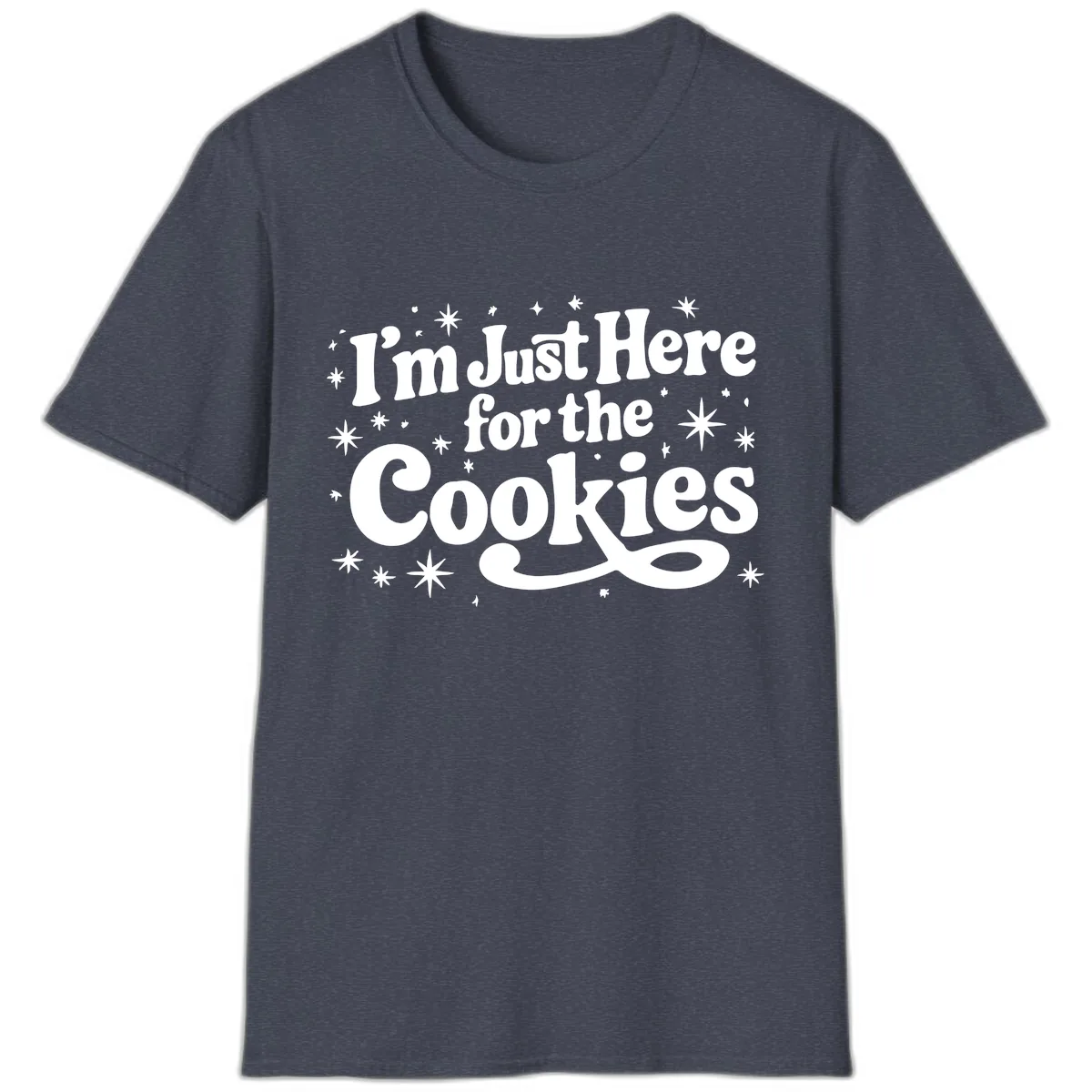 I'm Just Here For The Cookies Holiday Graphic T-Shirt in Heather Navy