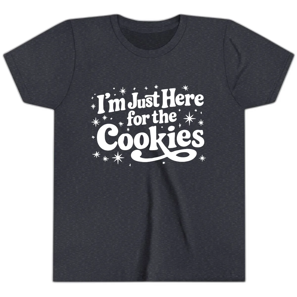 I'm Just Here For The Cookies Holiday Graphic Youth T-Shirt in Heather Navy