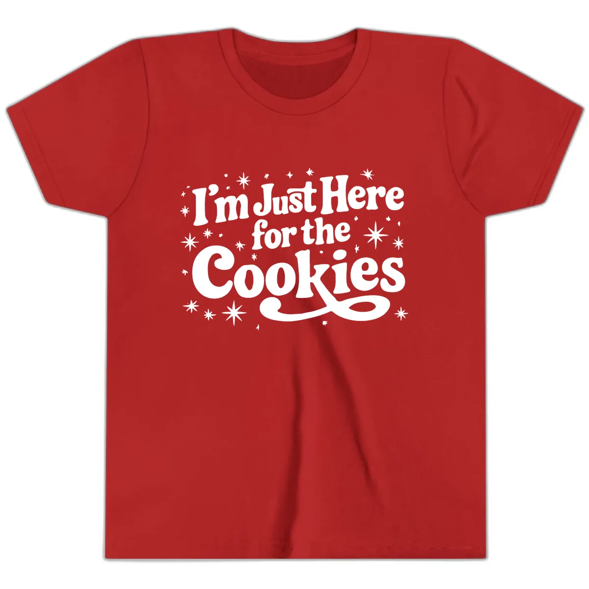 I'm Just Here For The Cookies Holiday Graphic Youth T-Shirt in Red