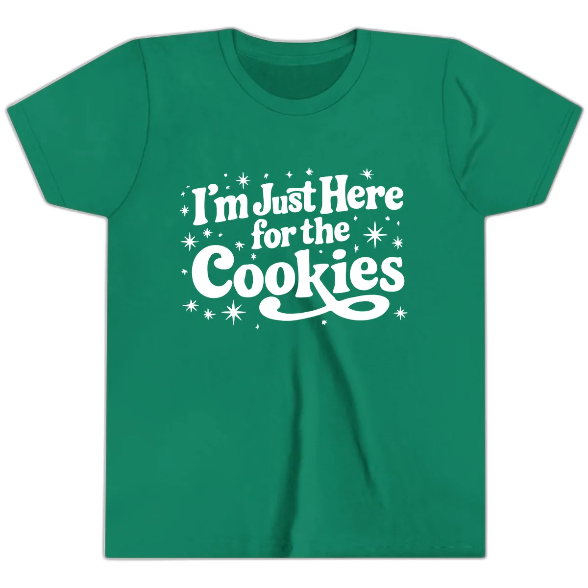 I'm Just Here For The Cookies Holiday Graphic Youth T-Shirt in Kelly