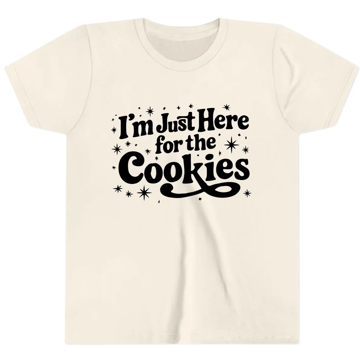 I'm Just Here For The Cookies Holiday Graphic Youth T-Shirt in Natural
