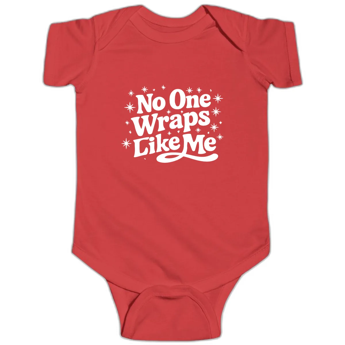No One Wraps Like Me Holiday Design Baby Onesie in Red