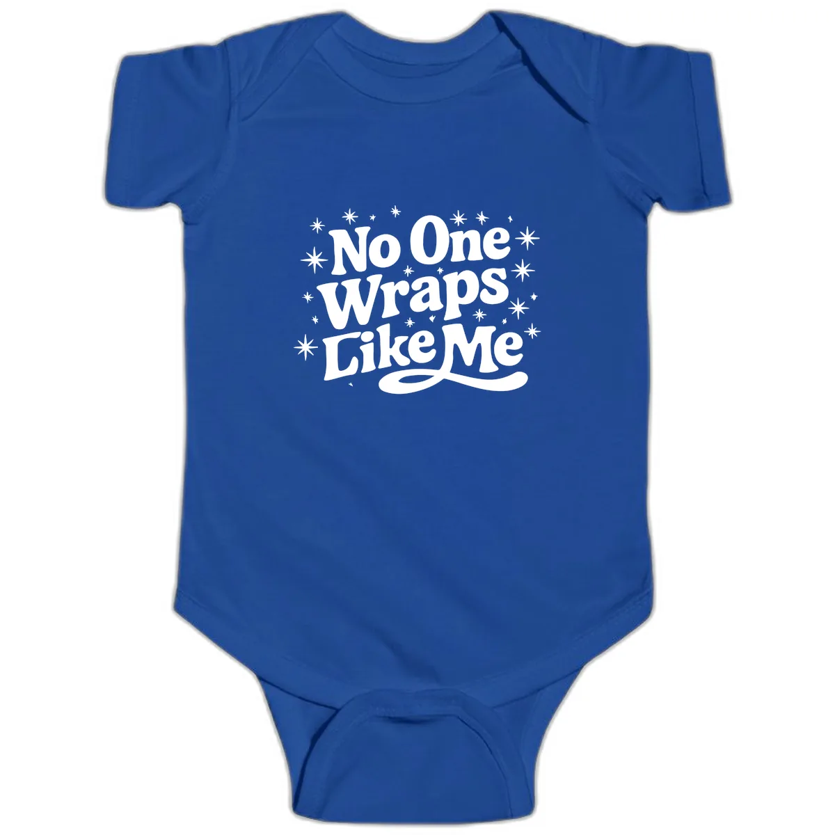 No One Wraps Like Me Holiday Design Baby Onesie in Royal