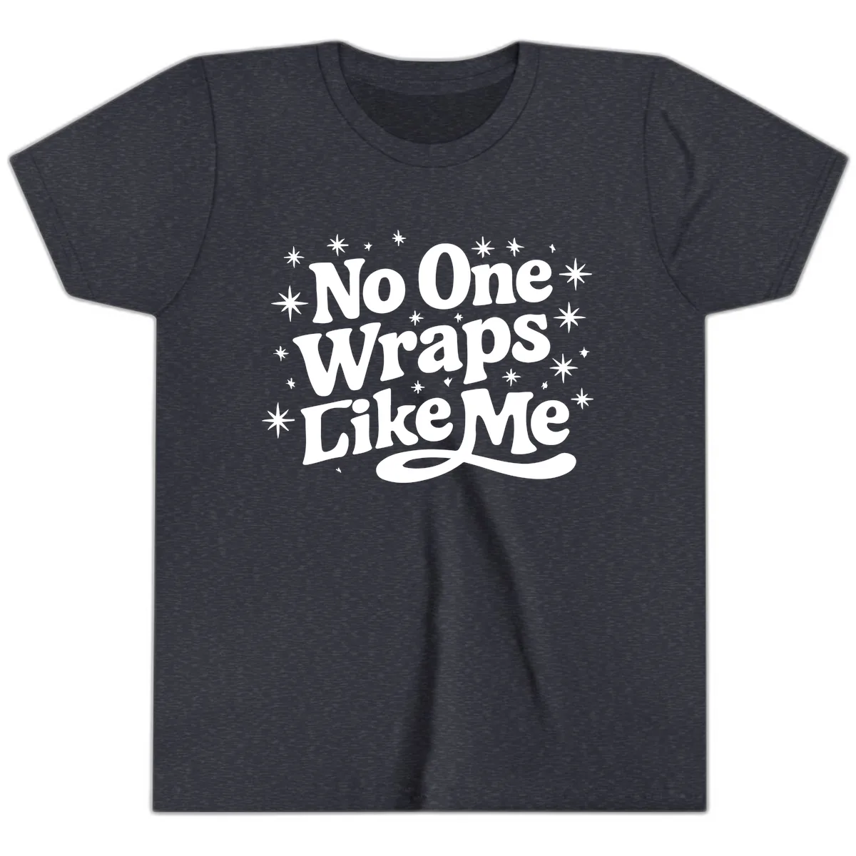 No One Wraps Like Me Holiday Design Youth T-Shirt in Heather Navy