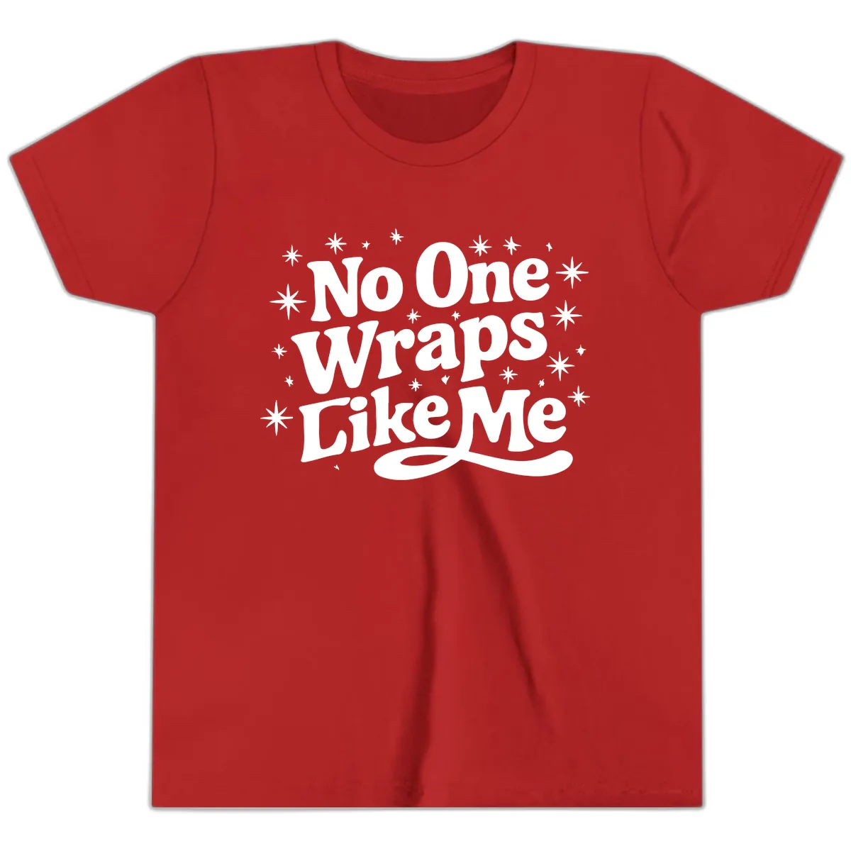 No One Wraps Like Me Holiday Design Youth T-Shirt in Red