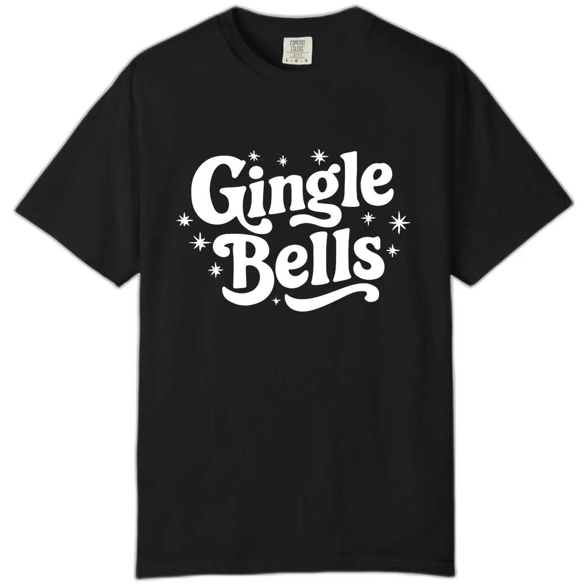 Jingle Bells Holiday Typography Comfort Color in Black