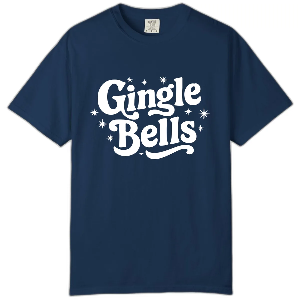 Jingle Bells Holiday Typography Comfort Color in Navy
