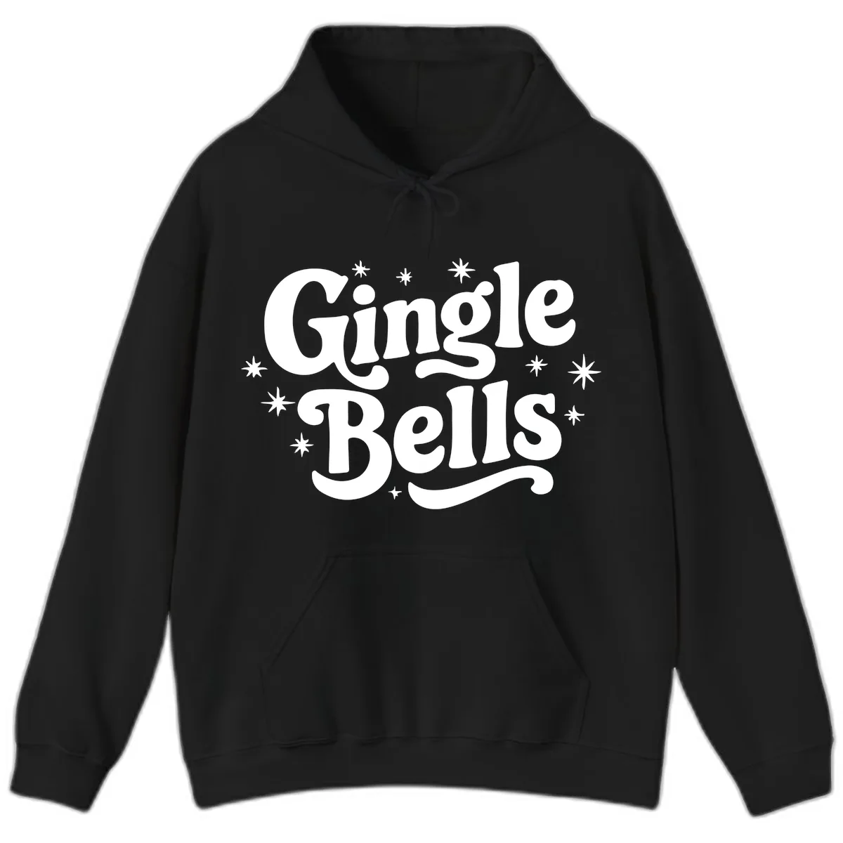 Jingle Bells Holiday Typography Hoodie in Black