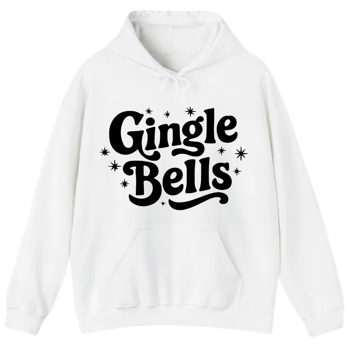 Jingle Bells Holiday Typography Hoodie in White