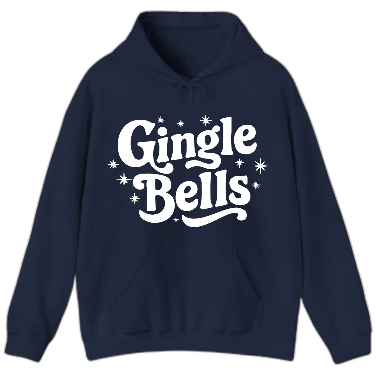 Jingle Bells Holiday Typography Hoodie in Navy