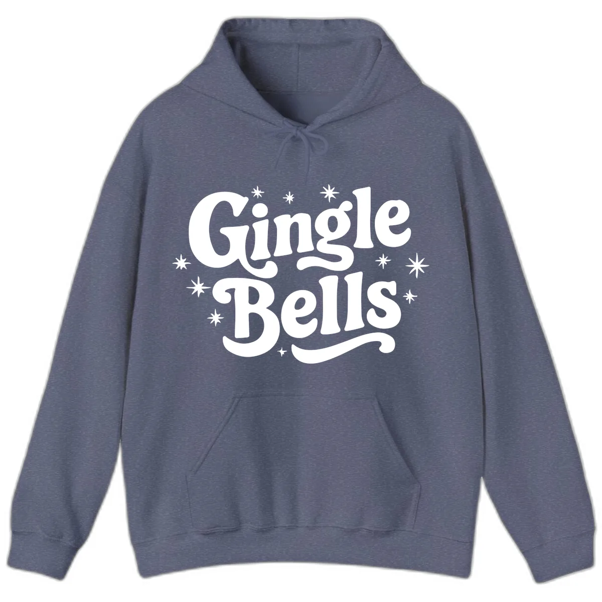 Jingle Bells Holiday Typography Hoodie in Heather Navy