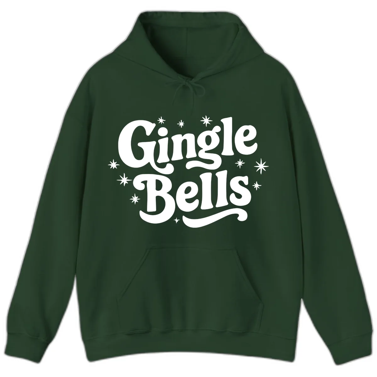 Jingle Bells Holiday Typography Hoodie in Forest Green