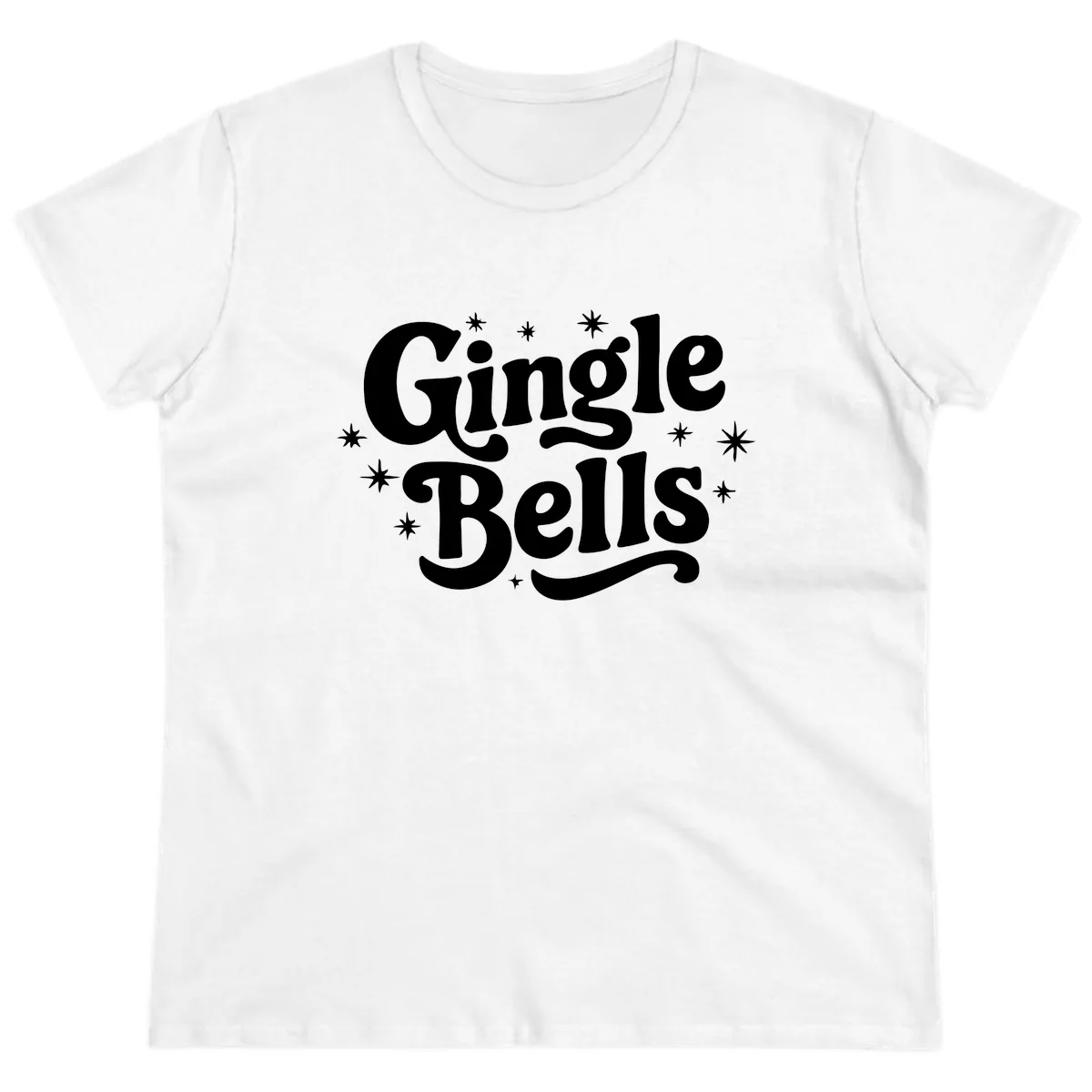Jingle Bells Holiday Typography Ladies Tee in White