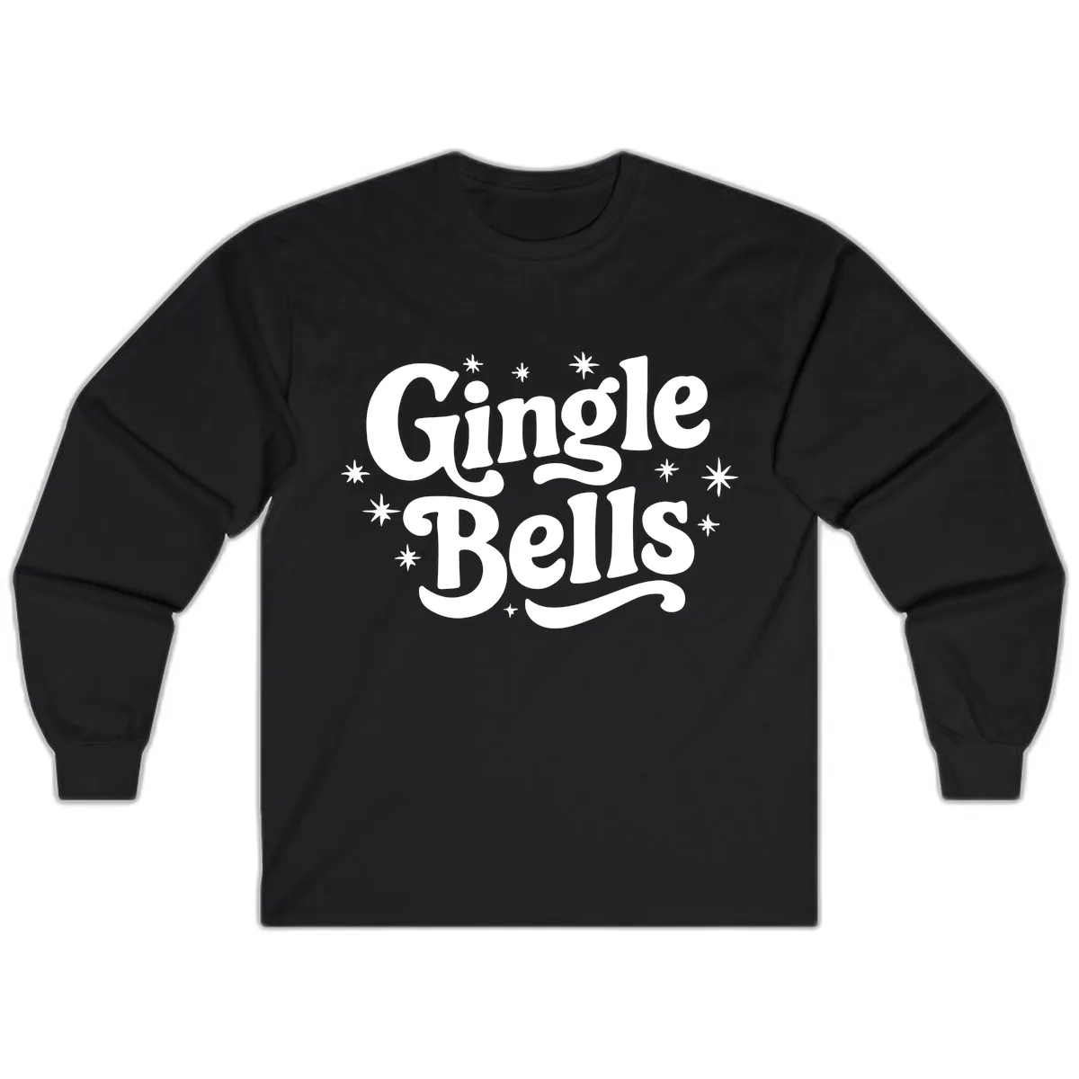 Jingle Bells Holiday Typography Long Sleeve in Black