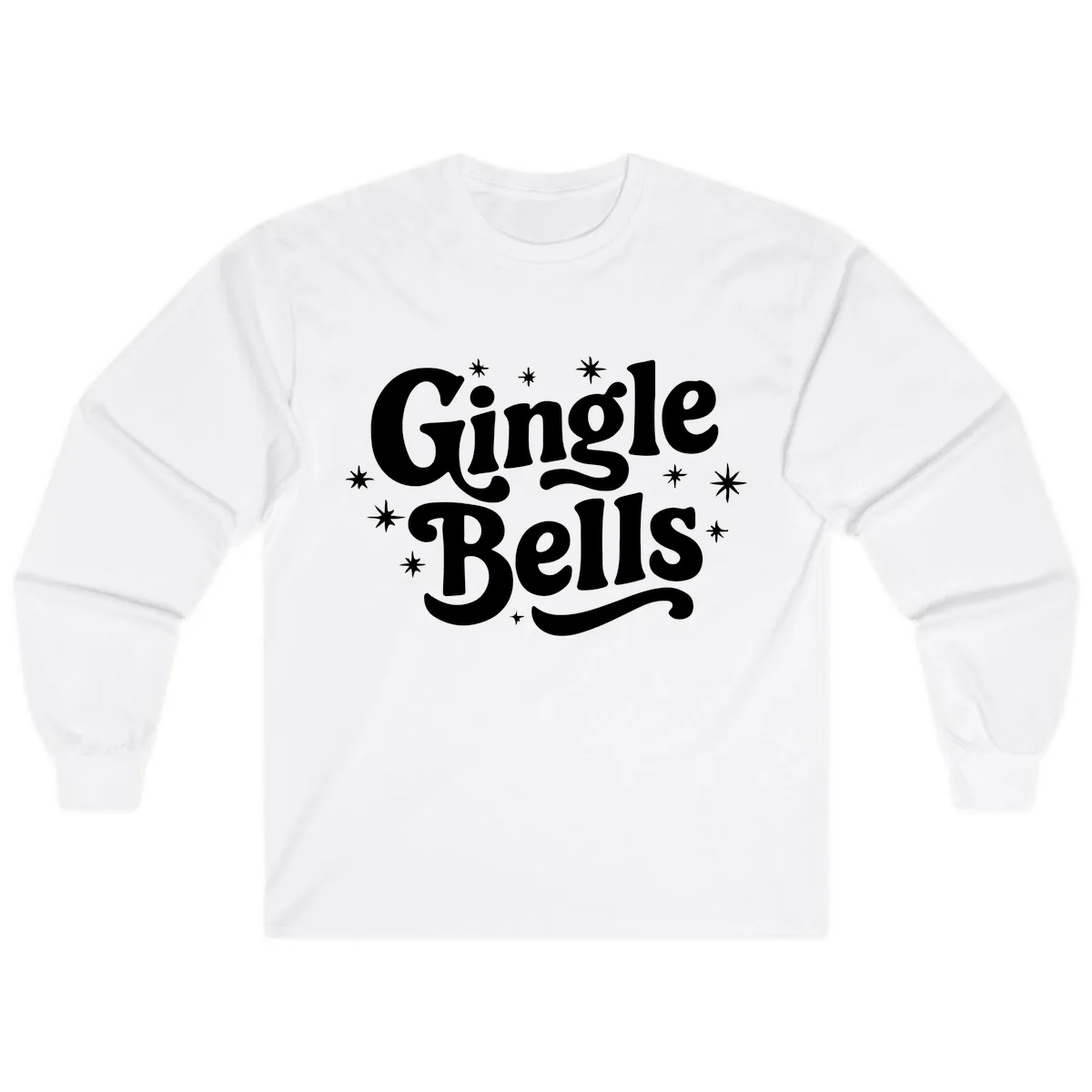 Jingle Bells Holiday Typography Long Sleeve in White