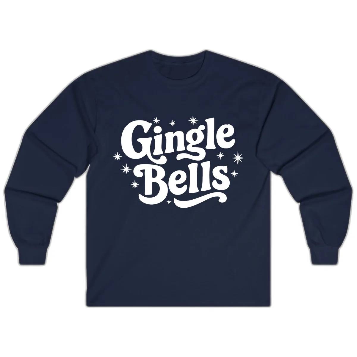 Jingle Bells Holiday Typography Long Sleeve in Navy