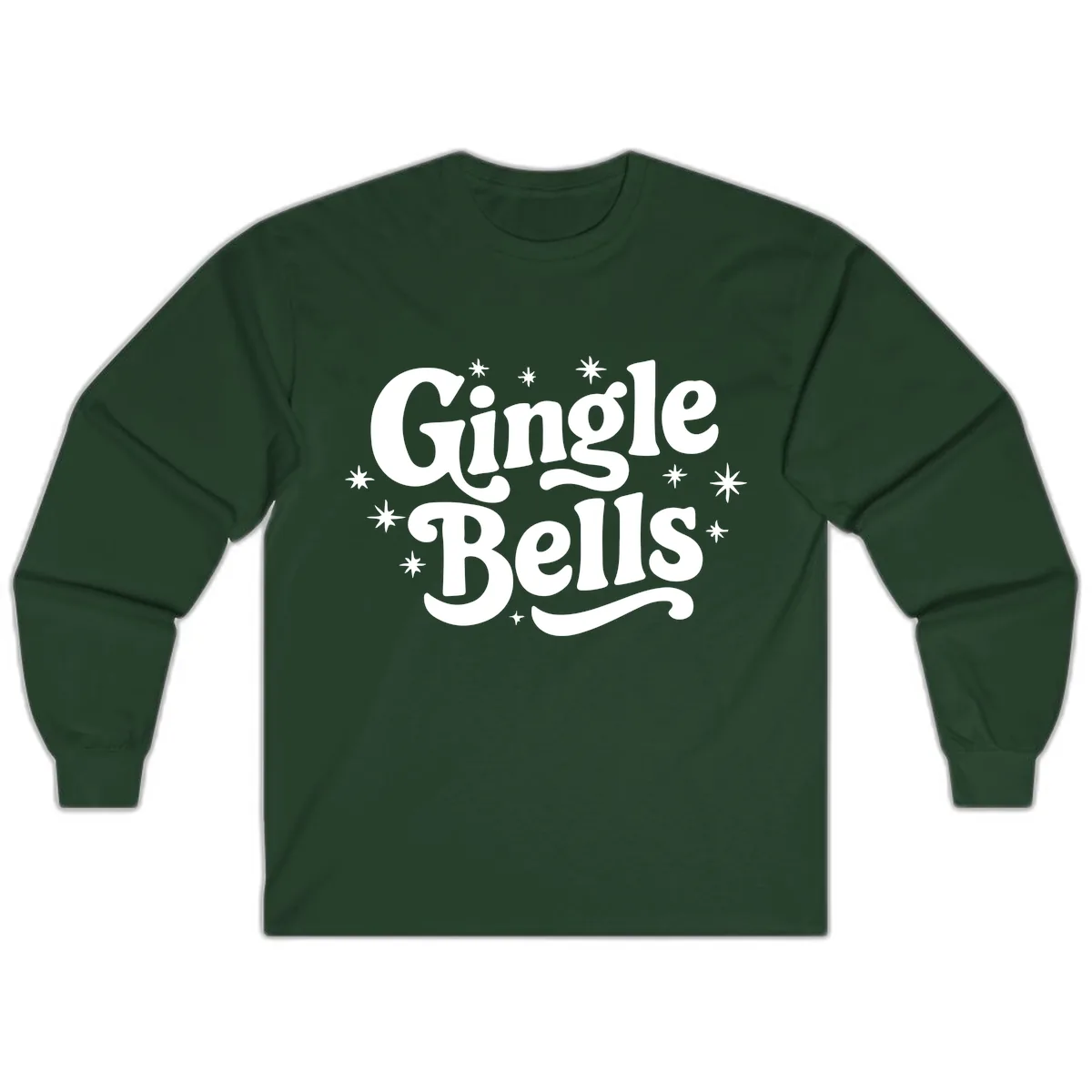 Jingle Bells Holiday Typography Long Sleeve in Forest Green