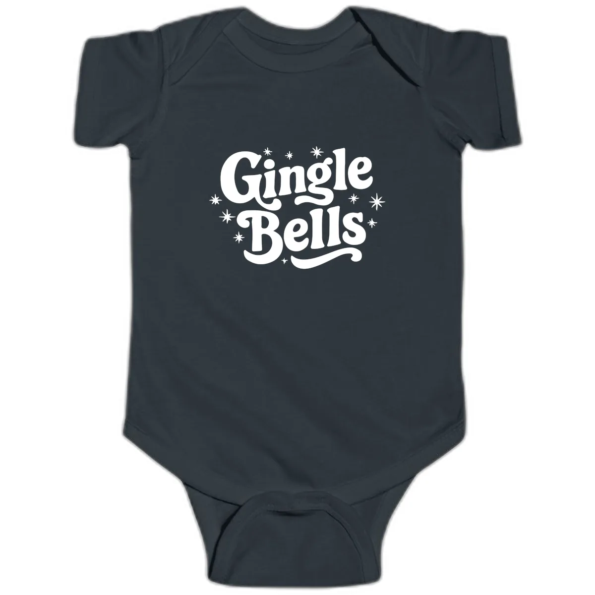 Jingle Bells Holiday Typography Baby Onesie in Black