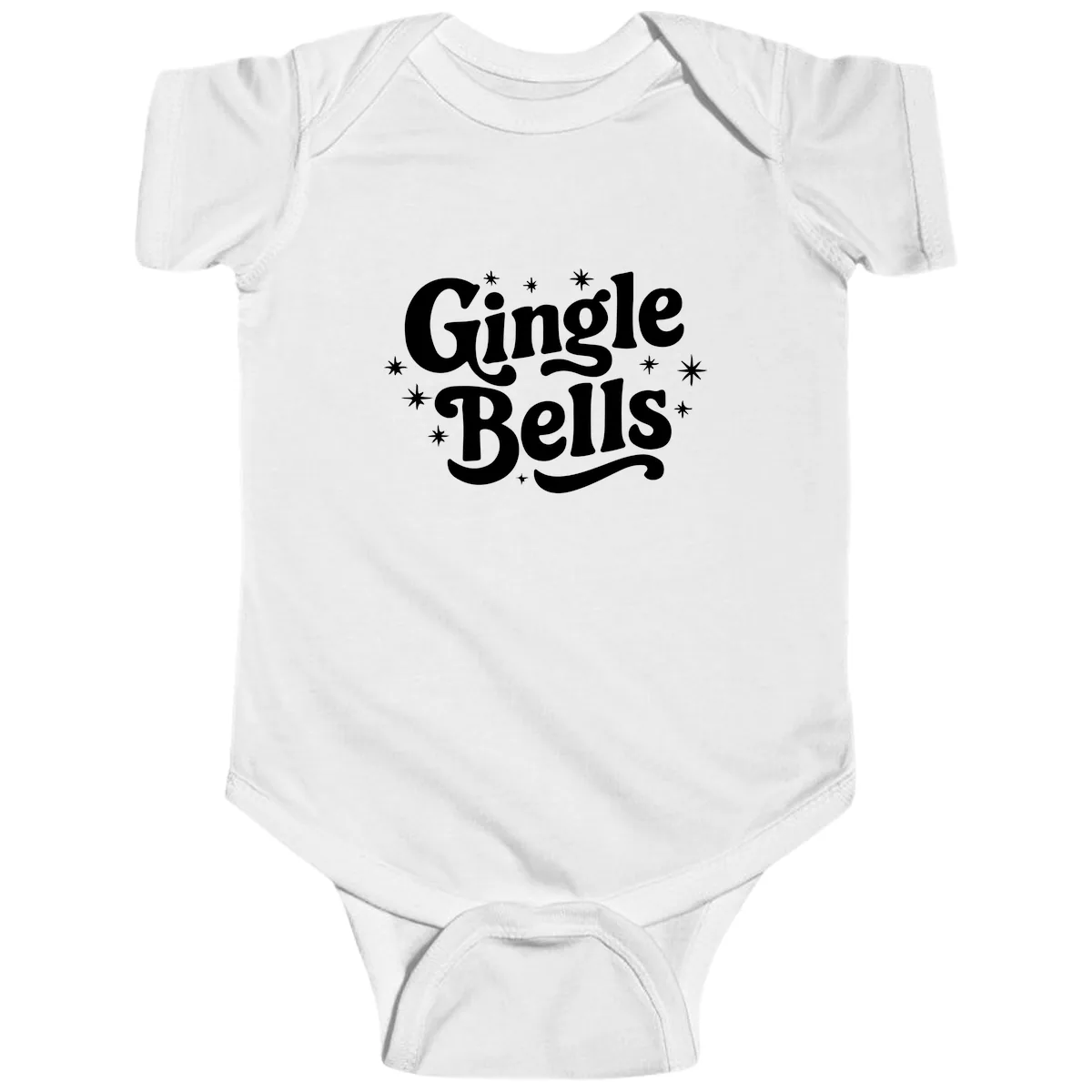 Jingle Bells Holiday Typography Baby Onesie in White