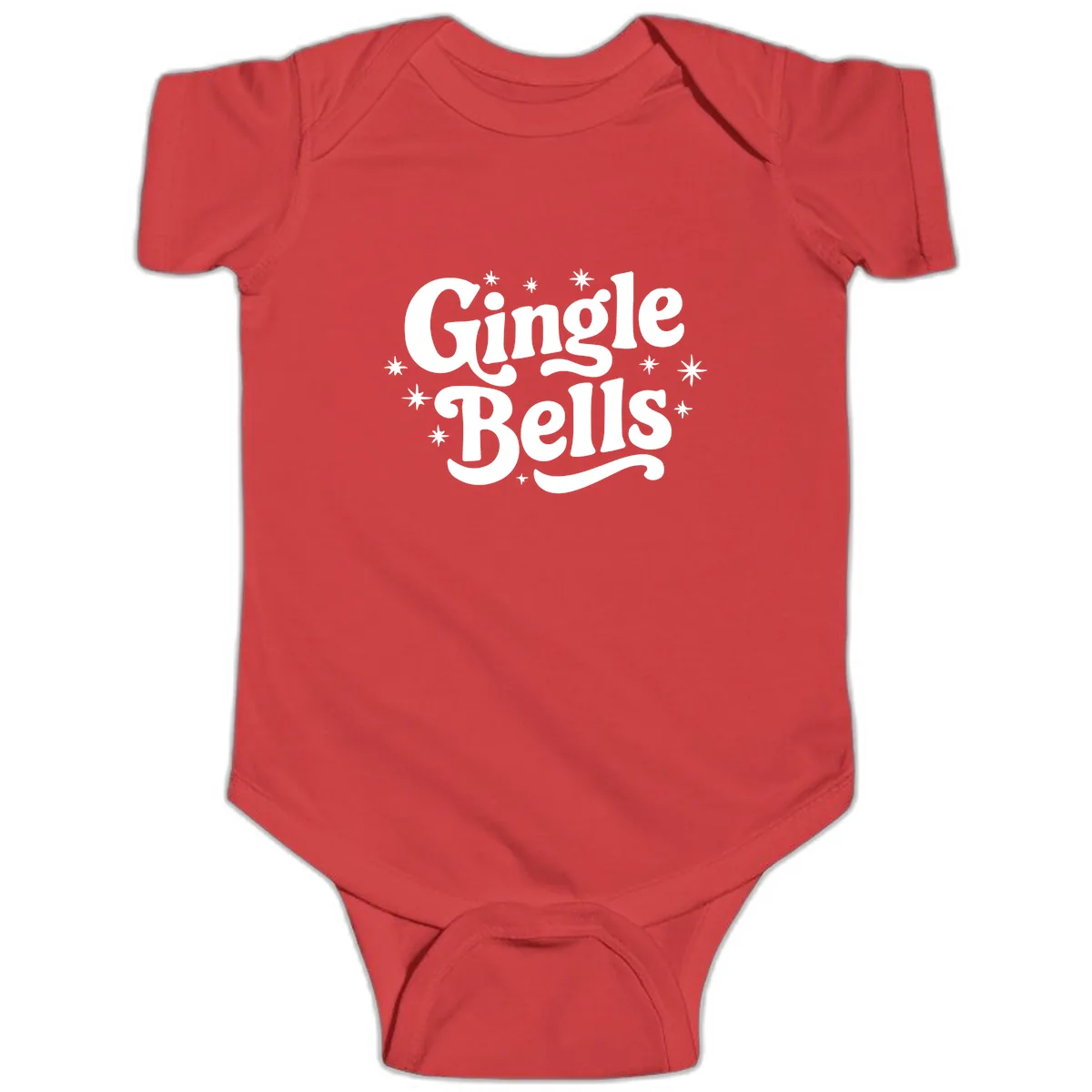 Jingle Bells Holiday Typography Baby Onesie in Red
