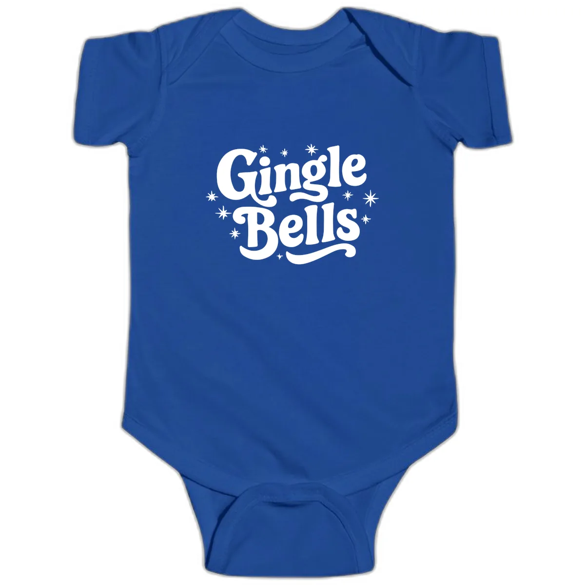 Jingle Bells Holiday Typography Baby Onesie in Royal