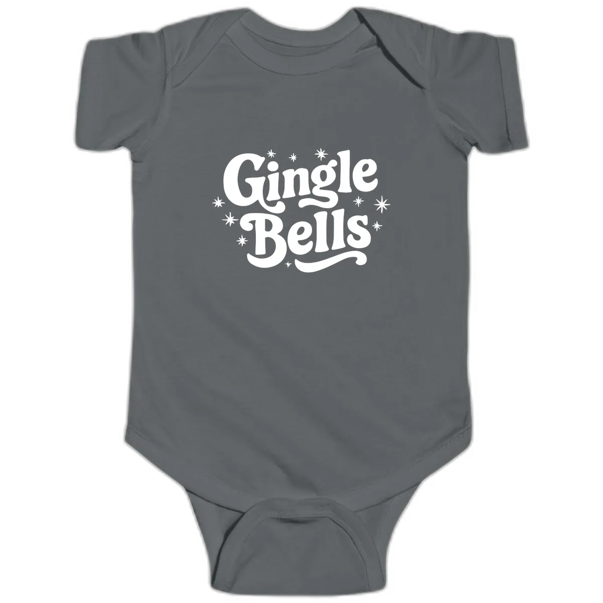 Jingle Bells Holiday Typography Baby Onesie in Charcoal