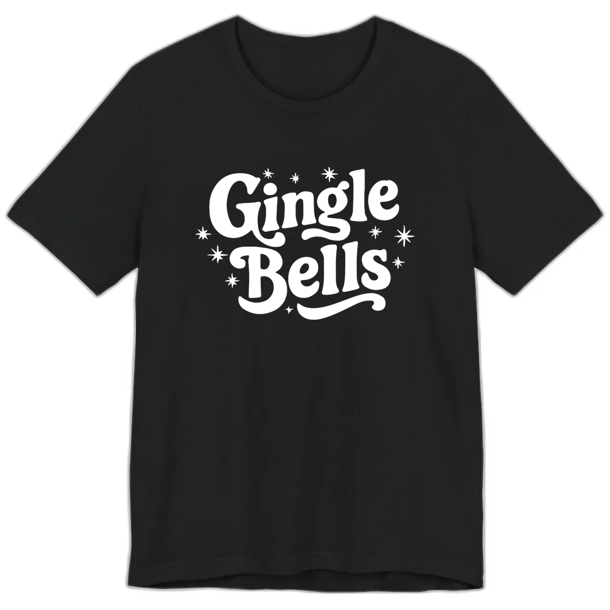 Jingle Bells Holiday Typography Premium T-Shirt in Black