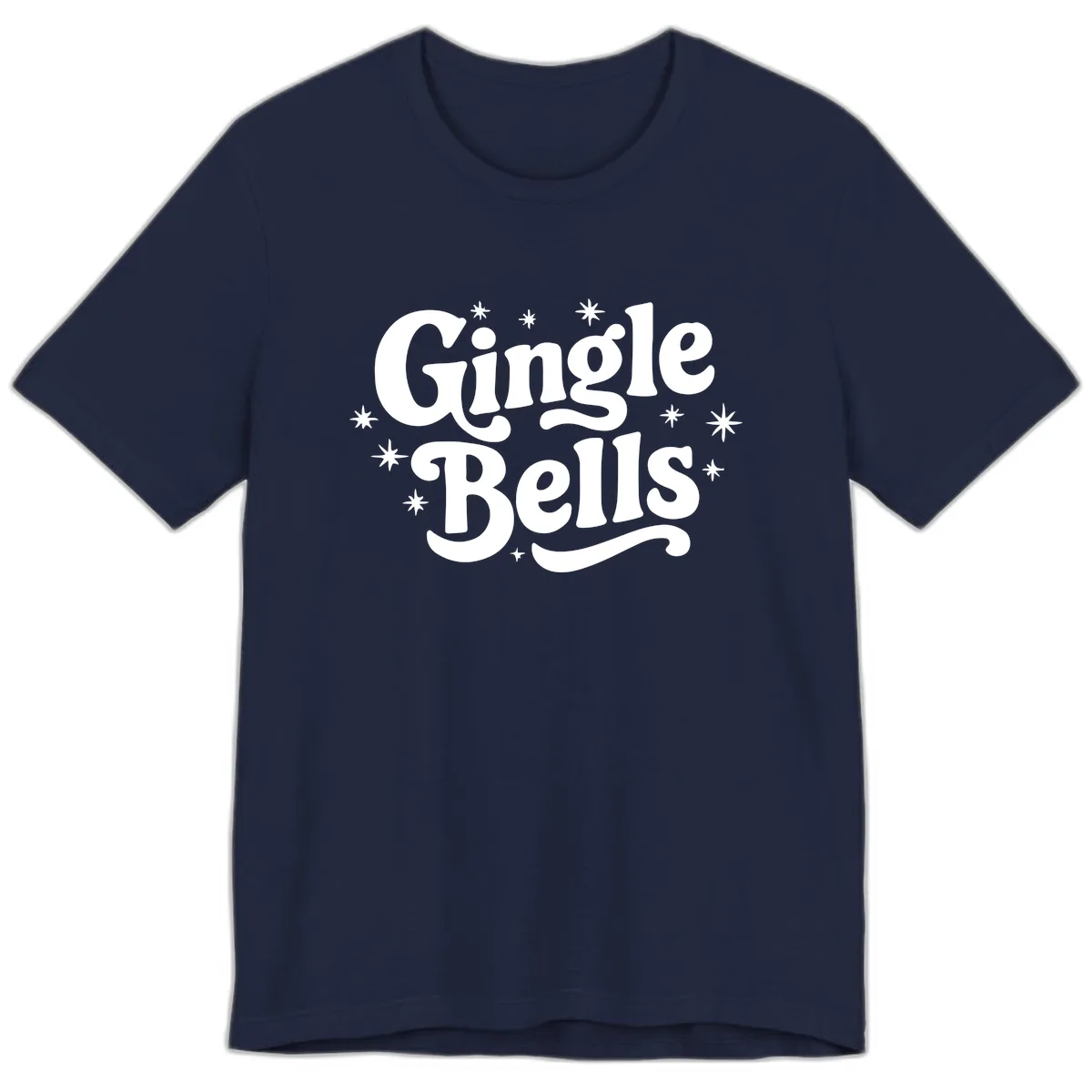 Jingle Bells Holiday Typography Premium T-Shirt in Navy