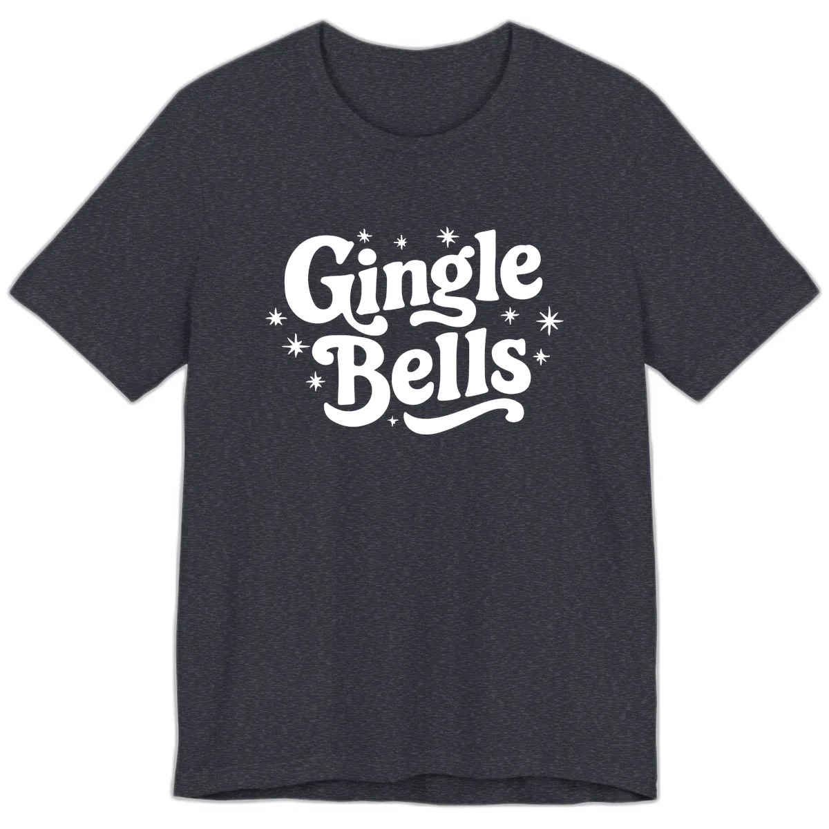 Jingle Bells Holiday Typography Premium T-Shirt in Heather Navy