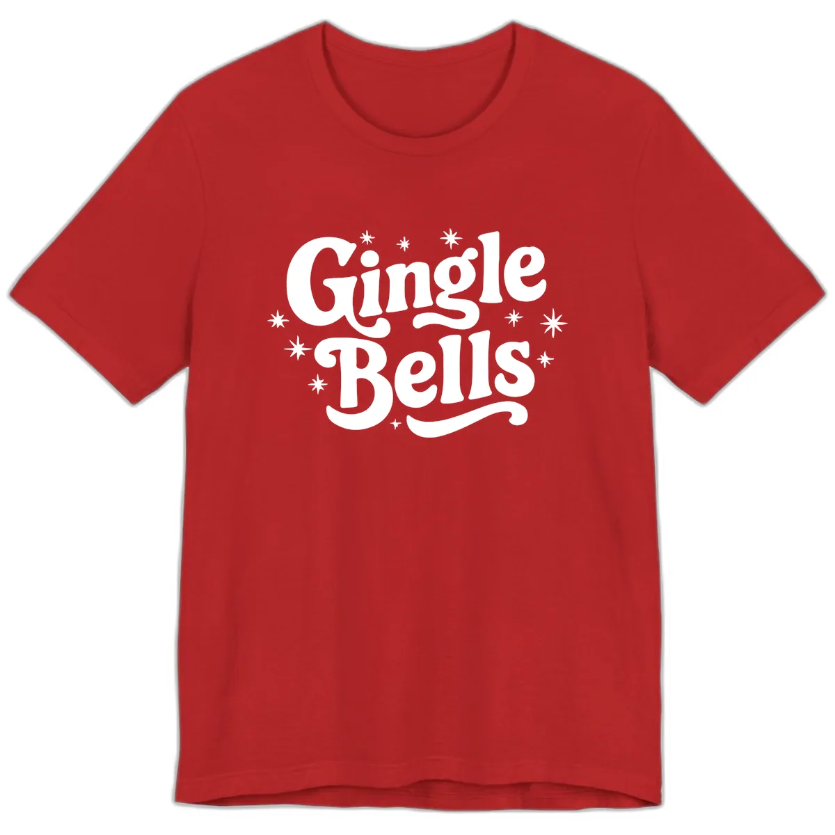 Jingle Bells Holiday Typography Premium T-Shirt in Red